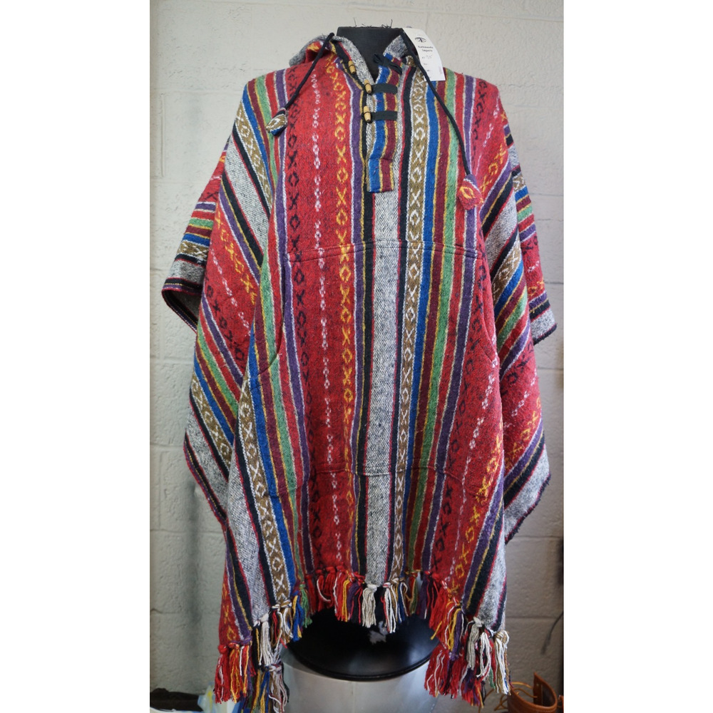 Unisex Hooded Poncho 100% Cotton Made In Nepal One Size